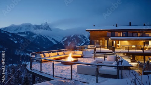 Wallpaper Mural Winter landscape view of a snowy ski resort in the Alps with mountains, snow, and sky Torontodigital.ca