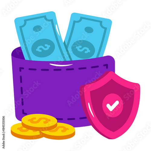 A colored design illustration of wallet security 