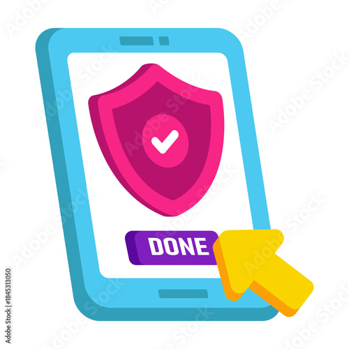 A flat design illustration of mobile insurance done