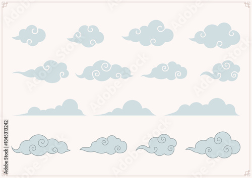 Vector illustration of traditional Korean cloud patterns.