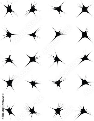 Sparkles, stars and bursts icons, twinkling stars .Vector set of different black sparkles icons on transparent background. Vector illustration sparkle star icon set. simple star burst symbol. trans