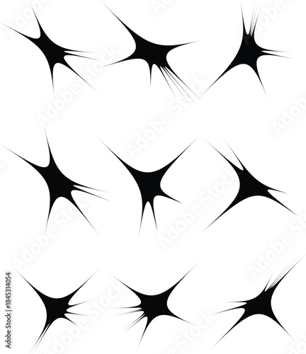 Sparkles, stars and bursts icons, twinkling stars .Vector set of different black sparkles icons on transparent background. Vector illustration sparkle star icon set. simple star burst symbol. trans