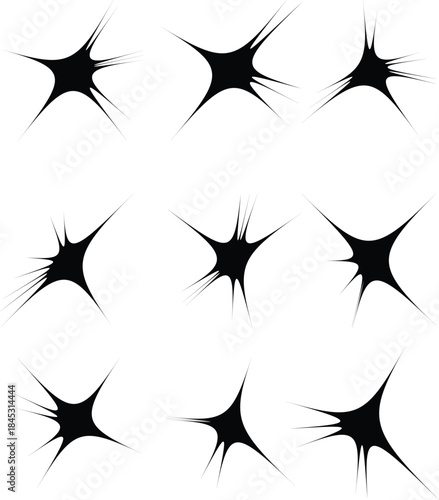 Sparkles, stars and bursts icons, twinkling stars .Vector set of different black sparkles icons on transparent background. Vector illustration sparkle star icon set. simple star burst symbol. trans