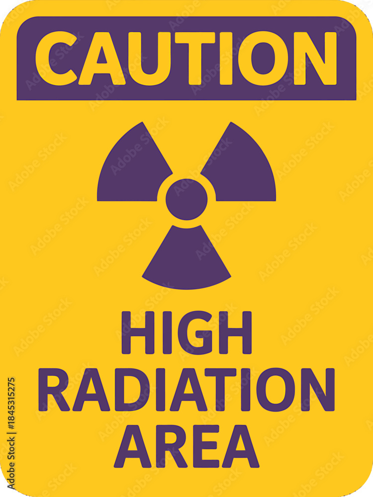 Obraz premium High Radiation Warning Sign Alert Safety Hazard Symbol