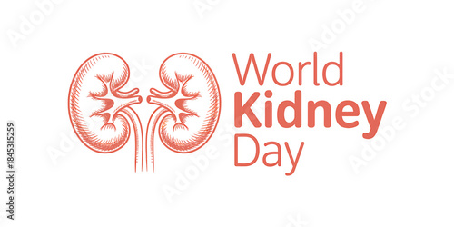 World Kidney Day illustration with red kidney icons
