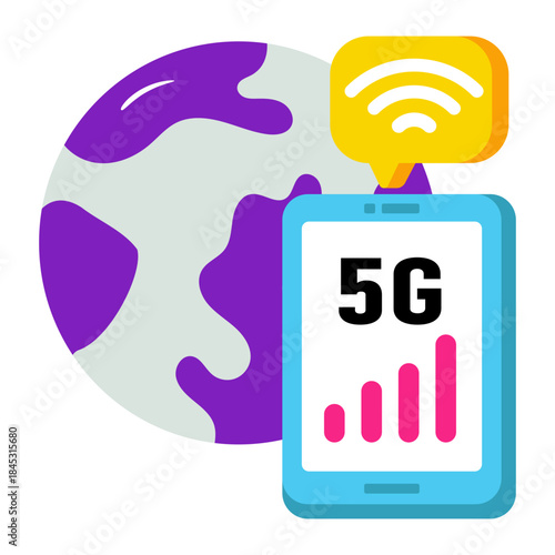Trendy design icon of mobile 5g network 