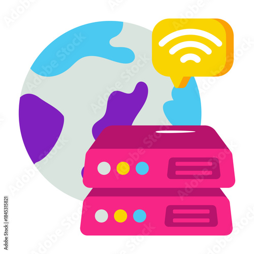 A flat icon design of global server 