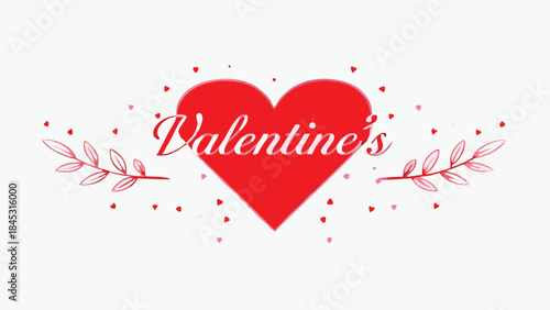 Hand crafted gold script with one black leaf cluster on valentine's day heart