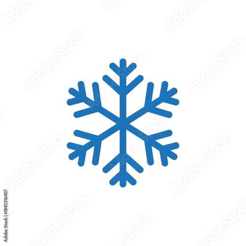 Large blue snowflake with simple geometry.
