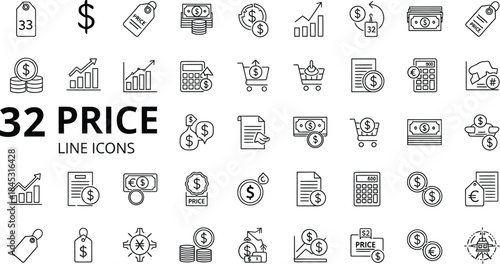 Price and Finance Line Icons Collection vector illustration