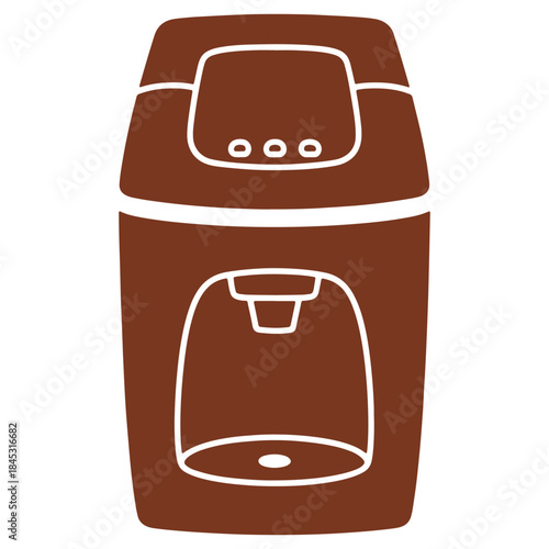 Brown Coffee Maker Machine Icon Design for Kitchen Appliance Technology