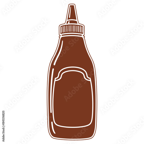 Brown condiment bottle illustration isolated on white background for design projects