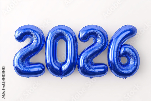 Blue Metallic Balloons Forming 2026 For New Year Celebration And Party Decor