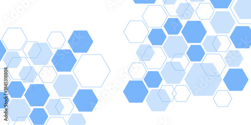 Abstract blue hexagon shape for frame illustration design