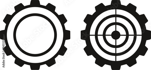 Gear target symbol icon set