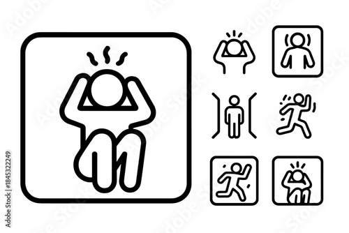 Symptoms of panic attack, stress, anxiety, claustrophobia, and fear of being trapped