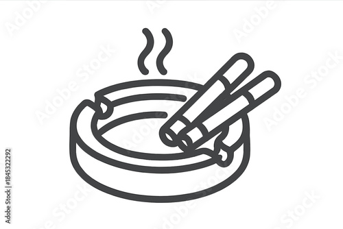 Two lit cigarettes resting in a round ashtray with smoke rising from the burning tips