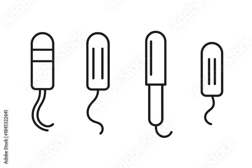 Set of tampons outline symbols for feminine hygiene and menstrual period care