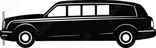 Black and White Illustration of a Limousine