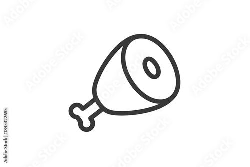 Minimalist outline icon of a whole meat portion with bone suitable for menu and app design