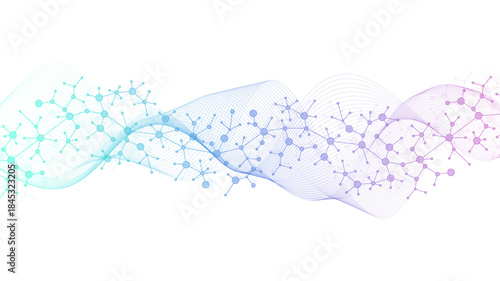Molecular abstract structure background. Scientific vector illustration with molecule DNA. Medical, science and technology concept for banner template or header