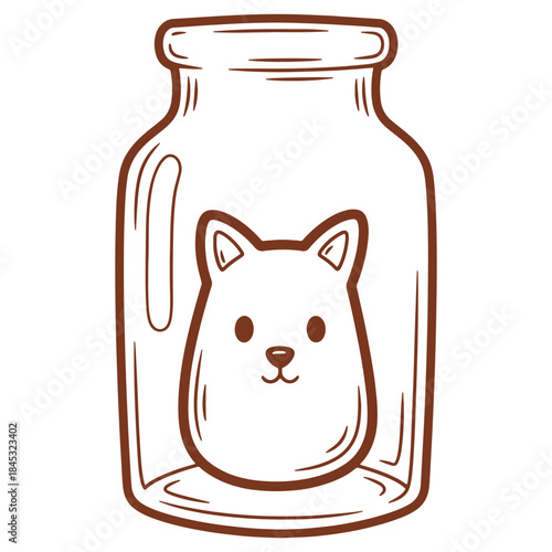 Cartoon hamster in a glass jar illustration isolated on white background