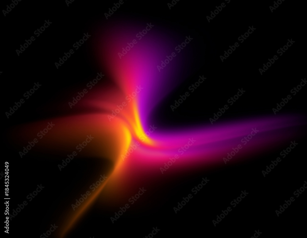 Fototapeta premium Neon cross gradient swirl shape glowing on black
