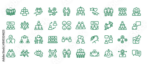 Human interaction icon set. Editable line icons. Vector illustration.