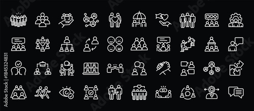 Human interaction icon set. Editable line icons. Vector illustration.