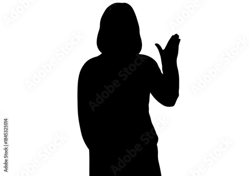 案内する女性のシルエット