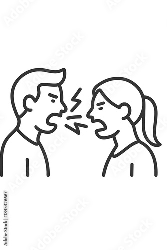 Man and woman shouting aggressively at each other during a heated argument or relationship conflict