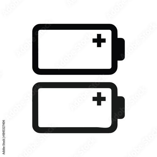 Two black battery icons displaying a full charge with positive symbols