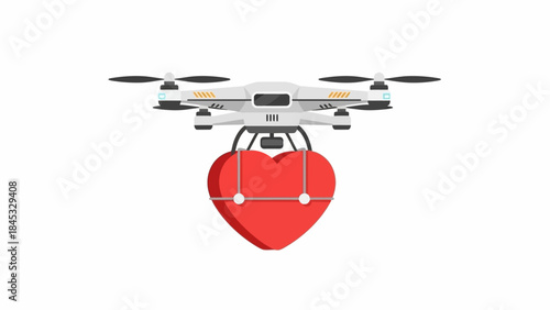 Drone delivering a heart symbol with care and precision in flight