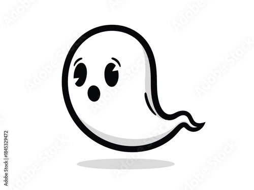 Vector illustration of a cute cartoon ghost with surprised expression