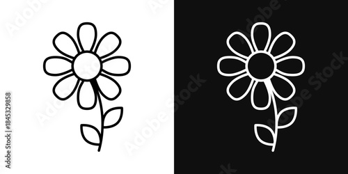 Flower icons - editable stroke vector illustration