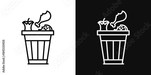 Food waste icons - editable stroke vector illustration