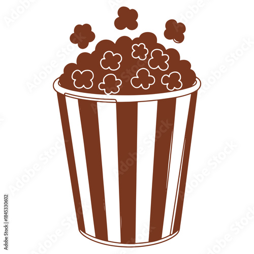 Popcorn in a striped bucket delicious snack for movie night or party
