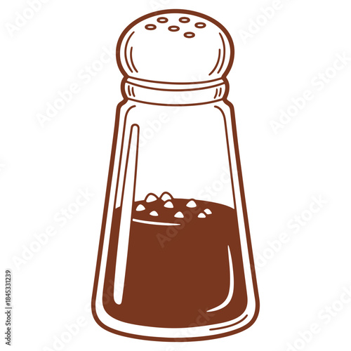 Salt Shaker Illustration Brown Pepper Spice Container Kitchen Tableware