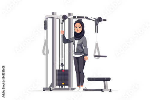 arabic woman exercise in gym isolated