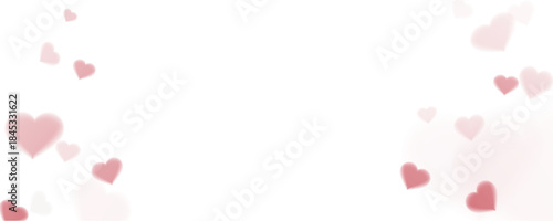 Beautiful background of hearts for mother's day, birthday, valentine's day. Romantic design element about love, blurred hearts on transparent background, vector, png.	
