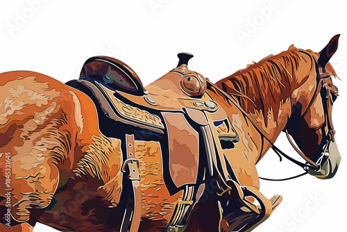 Close-Up of Horse Saddle and Riding Gear isolated