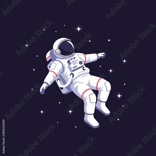 Astronaut exploring outer space with shining stars, journey to the cosmos, futuristic dreams