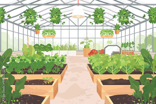 Sustainable Agriculture in a Controlled Greenhouse En isolated