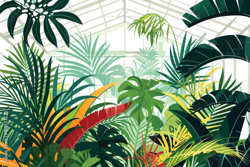 Tropical Plants Thriving in a Greenhouse isolated