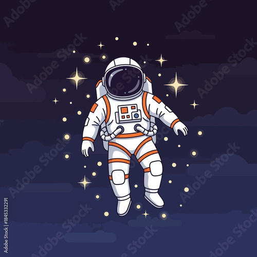Solo astronaut amid celestial stars in a cosmic dance of intergalactic exploration