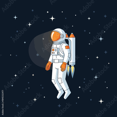 Astronaut floating in the vast cosmos amidst glittering stars and a distant nebula