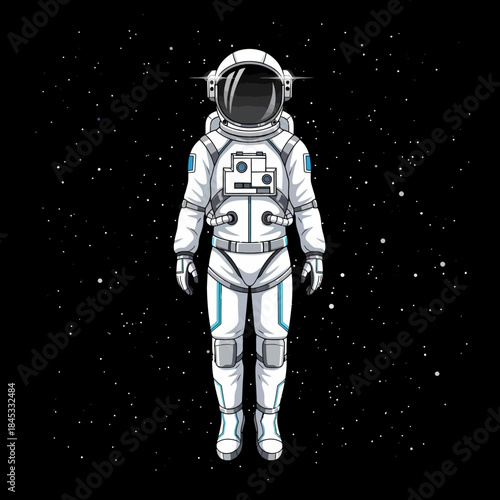 Astronaut floating amidst a starfield, exploring the vastness of space with determination and