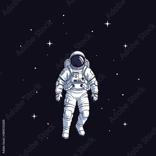 Illustration of a lone astronaut drifting peacefully among the starfield's expanse