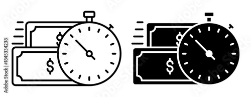 Linear icon. Time to make money. Simple vector isolated on white background