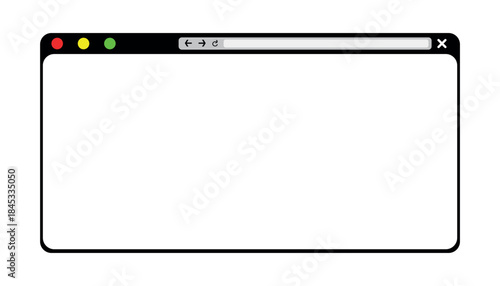 A minimalist illustration of a web browser window with a blank white screen, ready for content or design